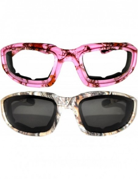 Sport Set of 2 - 3 Pairs Motorcycle CAMO Padded Foam Sport Glasses Colored Lens - Camo-pink_clear-camo2_smoke - CA183YE7Q8R $...