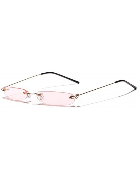 Rimless Vintage Oval Sunglasses Small Metal Frames3033 - Pink - C018OTR5H3C $10.82