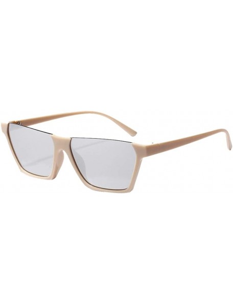 Square Semi Rimless Sunglasses Vintage Square Clear Sunglasses for Women Men Hip Hop Sunglasses - Beige - CS18UUK6944 $9.33