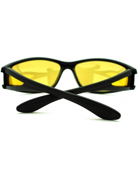 Oval Mens Night Vision HD Vision Yellow Lens Warp Sport Motorcycle Riding Sunglasses - CV11KUKHOMT $12.51