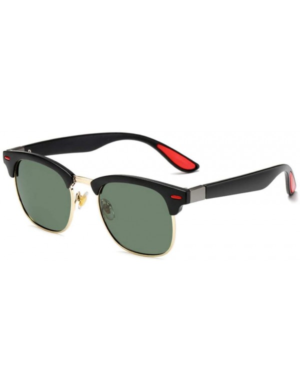 Oval Men Polarized Sunglasses Half Frame Driving Sun Glasses for Men Women Retro Shades - 2 - C5194O58AOY $19.58