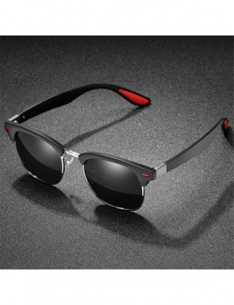 Oval Men Polarized Sunglasses Half Frame Driving Sun Glasses for Men Women Retro Shades - 2 - C5194O58AOY $19.58