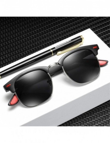 Oval Men Polarized Sunglasses Half Frame Driving Sun Glasses for Men Women Retro Shades - 2 - C5194O58AOY $19.58