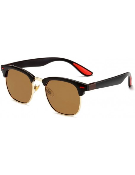 Oval Men Polarized Sunglasses Half Frame Driving Sun Glasses for Men Women Retro Shades - 2 - C5194O58AOY $19.58