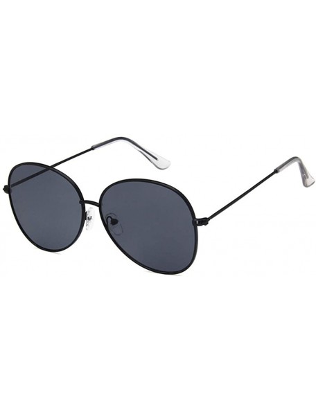 Oval Unisex Sunglasses Retro Gold Grey Drive Holiday Oval Non-Polarized UV400 - Black Grey - CU18RKD74O9 $9.10