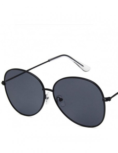 Oval Unisex Sunglasses Retro Gold Grey Drive Holiday Oval Non-Polarized UV400 - Black Grey - CU18RKD74O9 $9.10