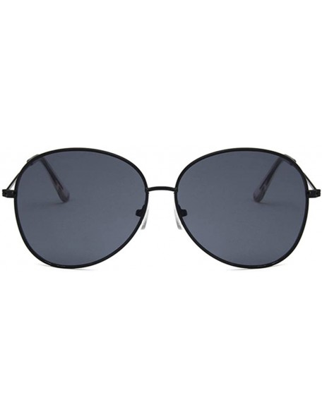 Oval Unisex Sunglasses Retro Gold Grey Drive Holiday Oval Non-Polarized UV400 - Black Grey - CU18RKD74O9 $9.10