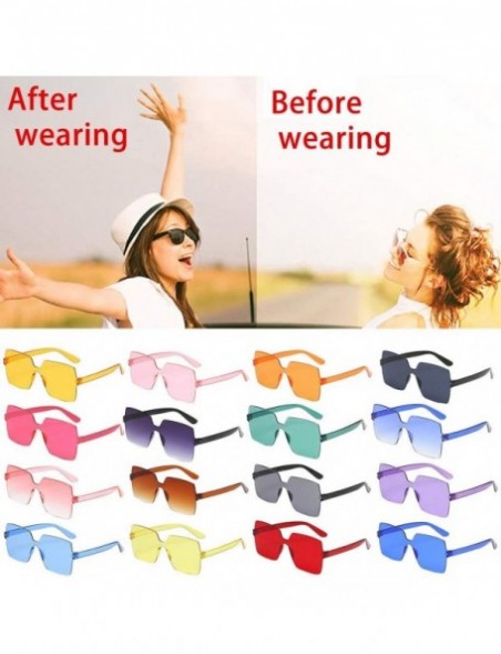 Square Oversized Square Candy Colors Glasses Rimless Frame Unisex Sunglasses - K - C0195NHS4YQ $8.55