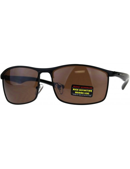 Sport Road Warrior High Definition Driving Lens Metal Sport Warp Sunglasses - Solid Black - CD18C4L5IZN $24.45