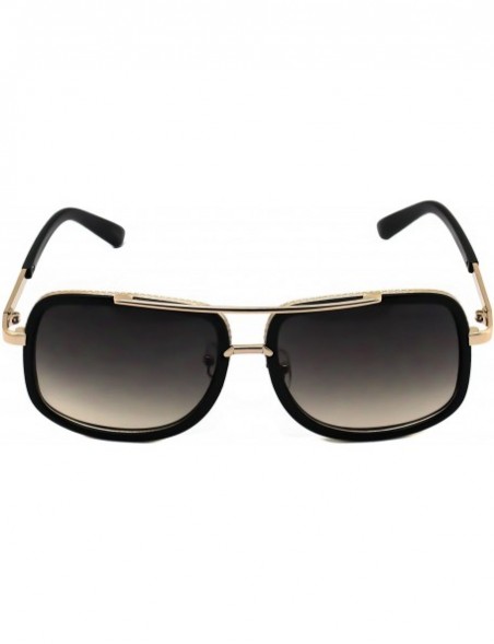 Square Flat Top Aviator Retro Celebrity Style Classic Square Frame Sunglasses - Black / Brown Lens - CY180TX55QY $12.94