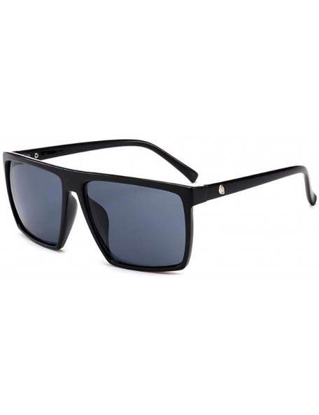 Square New 2019 Steampunk Square Sunglasses Men SKULL Logo All Black Coating Sun Black - Black - CG18XE05UG4 $10.84