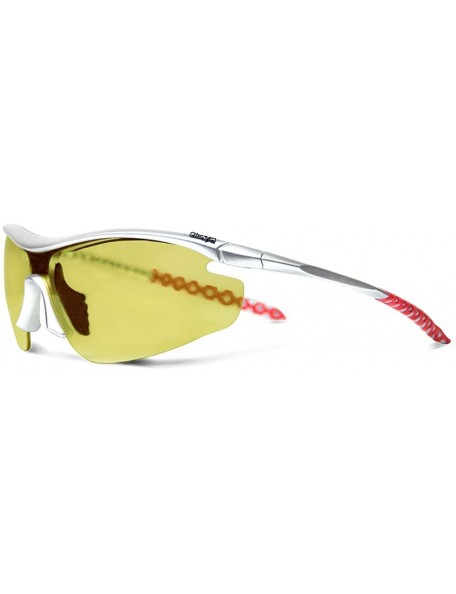 Sport Zeta Silver Running Sunglasses with ZEISS P2140 Yellow Tri-flection Lenses - CI1808RU5AO $34.67