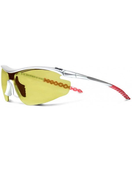 Sport Zeta Silver Running Sunglasses with ZEISS P2140 Yellow Tri-flection Lenses - CI1808RU5AO $14.41