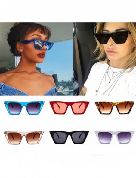 Wayfarer Cateye Sunglasses for Wome Vintage Square Cat Eye Sunglasses Women Fashion Small Cateye Sunglasses - Brown - C0194GZ...
