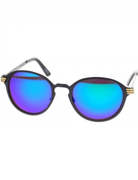 Round Unisex Vintage Style Metal Frame Keyhole Retro Fashion Designer Sunglasses - Black Teal - C011PBDN2IZ $7.27