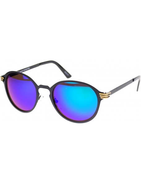 Round Unisex Vintage Style Metal Frame Keyhole Retro Fashion Designer Sunglasses - Black Teal - C011PBDN2IZ $7.27