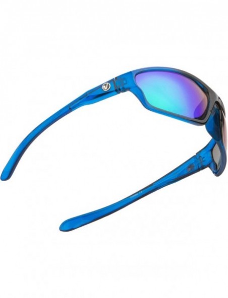 Wrap Men's Rectangular Sports Wrap 65mm Polarized Sunglasses - Blue- Green Mirror Lens - CL1956XECEN $10.18