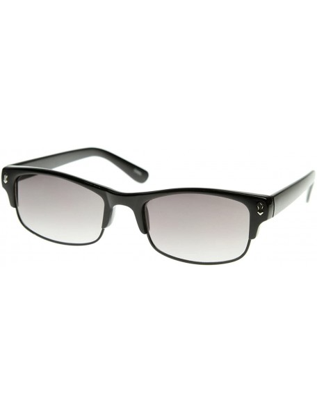 Semi-rimless Thin Designer Inspired Half Frame Semi-Rimless Flat Top Sunglasses (Black-Gunmetal) - CI118UR1ROZ $7.92