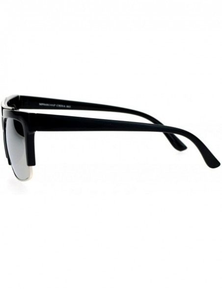 Wayfarer Retro Vintage Unique Half Rim Sunglasses - Black Silver Mirror - C812CJLBFXF $11.94