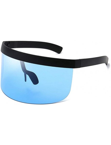 Round Futuristic Oversize Shield Visor Sunglasses Flat Top Mirrored Mono Lens 172mm sand glasses frame Sunglasses - CT199XCR5...