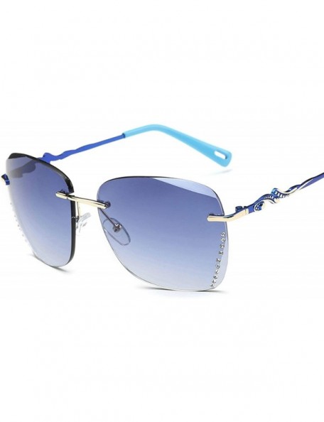 Sport Retro Classic Frame less Sunglasses for Women Metal PC UV400 Sunglasses - Blue - CB18T2WMTQZ $20.21