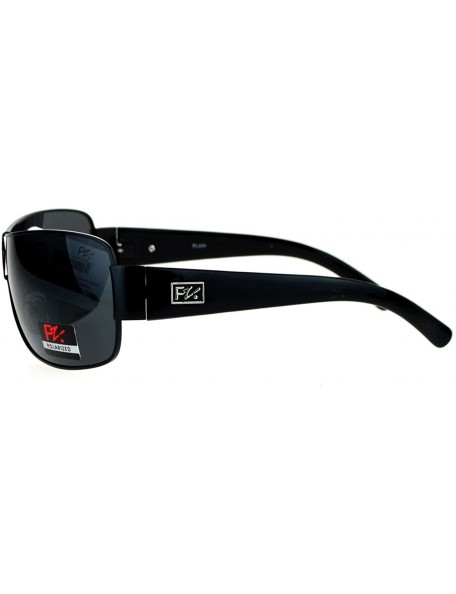 Rectangular Mens Polarized Lens Sunglasses Shield Rectangular Fashion Shades UV 400 - Black - CH12H5015ML $10.85