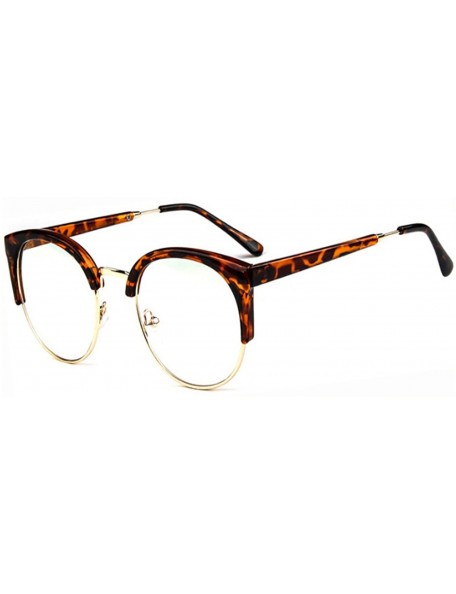 Aviator Unisex Retro Half Frame Eyewear Glasses Round Optical Clear Lens Eyeglasses Frame - Leopard - CG12NB20CC5 $10.43