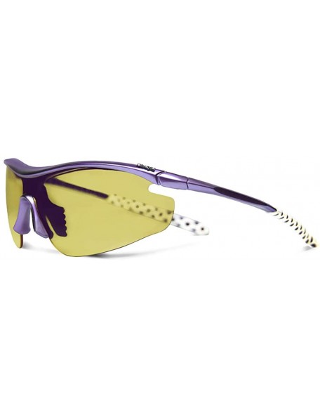 Sport Zeta Purple Running Sunglasses with ZEISS P2140 Yellow Tri-flection Lenses - CG18KM8I738 $19.57