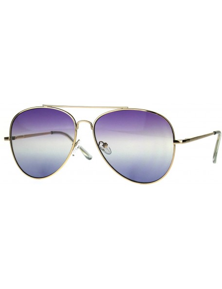 Oversized Oceanic Tie Dye Gradient Lens Flat Lens Metal Pilots Sunglasses - Purple Blue - CQ187AZ4NOD $10.26