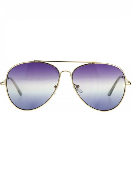 Oversized Oceanic Tie Dye Gradient Lens Flat Lens Metal Pilots Sunglasses - Purple Blue - CQ187AZ4NOD $10.26