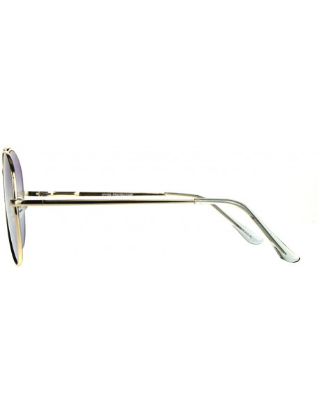 Oversized Oceanic Tie Dye Gradient Lens Flat Lens Metal Pilots Sunglasses - Purple Blue - CQ187AZ4NOD $10.26