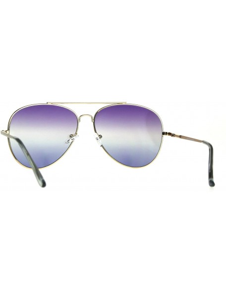 Oversized Oceanic Tie Dye Gradient Lens Flat Lens Metal Pilots Sunglasses - Purple Blue - CQ187AZ4NOD $10.26