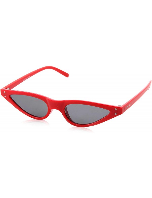 Cat Eye Womens Slim 90s Retro Flat Lens Cat Eye Sunglasses - Red - CN18M5CSY6X $13.16