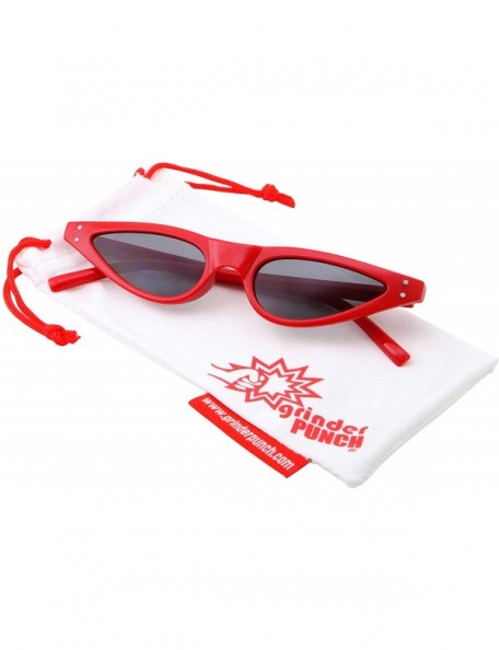 Cat Eye Womens Slim 90s Retro Flat Lens Cat Eye Sunglasses - Red - CN18M5CSY6X $13.16