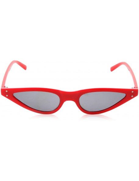 Cat Eye Womens Slim 90s Retro Flat Lens Cat Eye Sunglasses - Red - CN18M5CSY6X $13.16