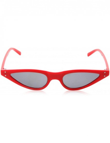 Cat Eye Womens Slim 90s Retro Flat Lens Cat Eye Sunglasses - Red - CN18M5CSY6X $13.16