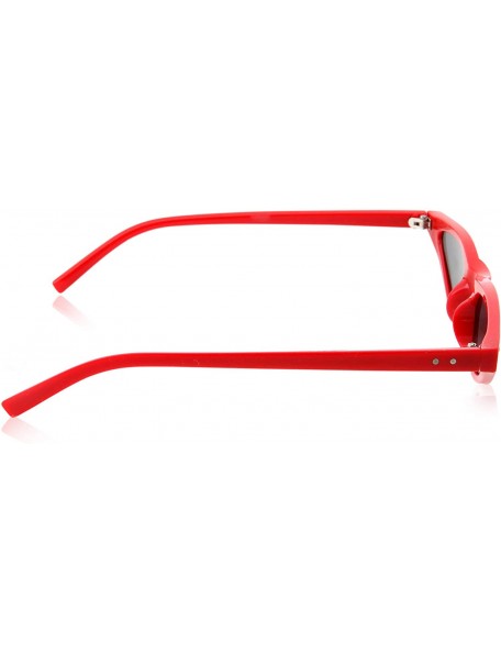 Cat Eye Womens Slim 90s Retro Flat Lens Cat Eye Sunglasses - Red - CN18M5CSY6X $13.16