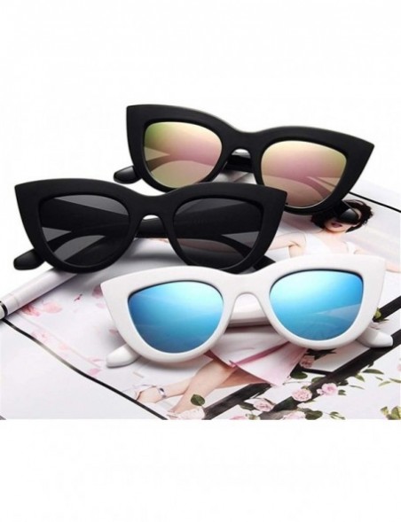 Cat Eye Women Cat Eye Sunglasses Retro Mirror Lens Sun Glasses Ladies Colorful Glasses UV400 - Orange Pink - C1199QCQ04Q $8.95