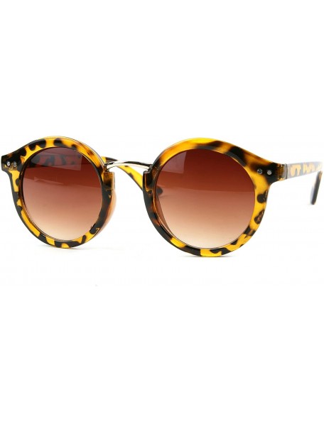 Round Retro Fashion Metal Nose Bridge Round Sunglasses P2205 - Tortoise-gradientbrown Lens - CK126SMXZDT $29.02