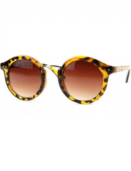 Round Retro Fashion Metal Nose Bridge Round Sunglasses P2205 - Tortoise-gradientbrown Lens - CK126SMXZDT $12.03