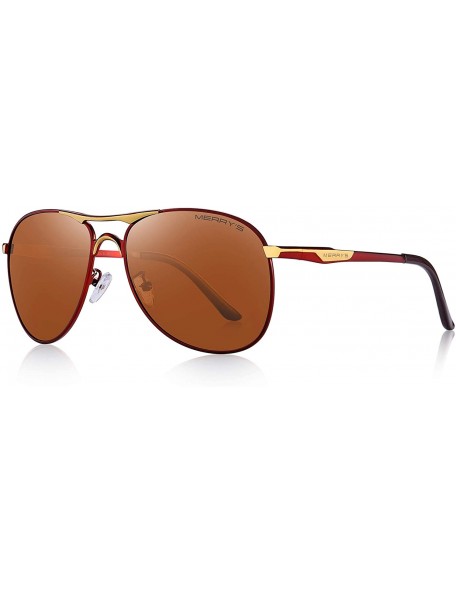 Aviator Men Classic Pilot Sunglasses HD Polarized Shield Sunglasses for Mens Driving UV400 Protection S8175 - Red&brown - C11...