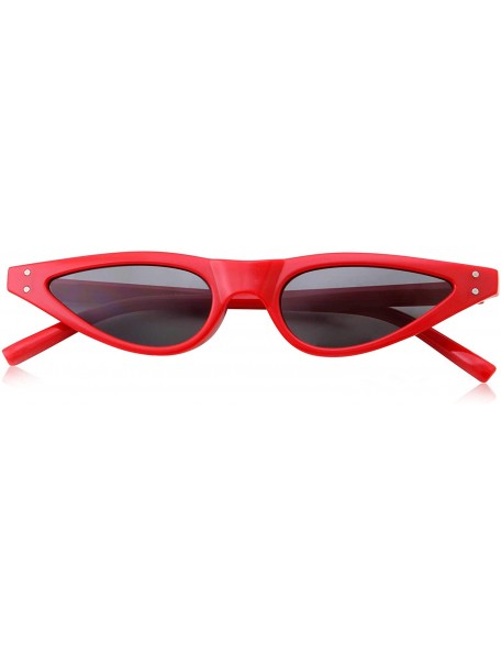 Cat Eye Womens Slim 90s Retro Flat Lens Cat Eye Sunglasses - Red - CN18M5CSY6X $13.16