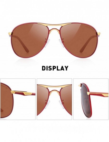Aviator Men Classic Pilot Sunglasses HD Polarized Shield Sunglasses for Mens Driving UV400 Protection S8175 - Red&brown - C11...