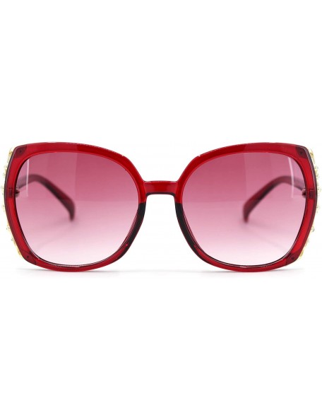 Oversized Womens Rhinestone Bling Metal Web Designer Fashion Sunglasses - Red Pink Smoke - CI18UCKZMX2 $10.21