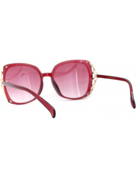 Oversized Womens Rhinestone Bling Metal Web Designer Fashion Sunglasses - Red Pink Smoke - CI18UCKZMX2 $10.21