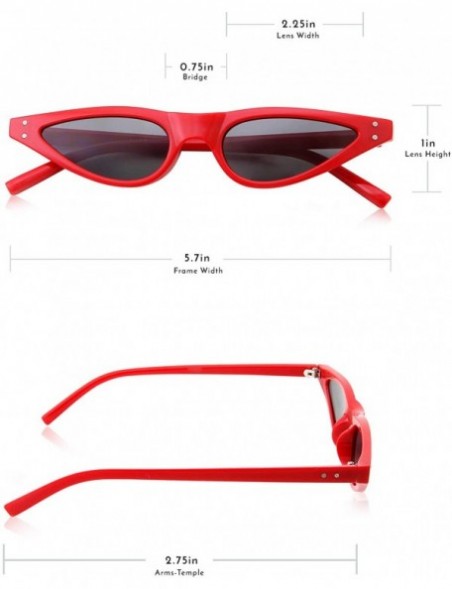 Cat Eye Womens Slim 90s Retro Flat Lens Cat Eye Sunglasses - Red - CN18M5CSY6X $13.16