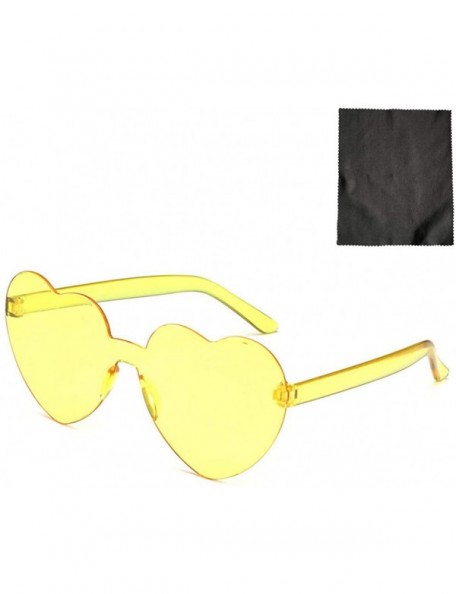 Rimless Women Heart Shaped Sunglasses Rimless Transparent Candy Color Frameless Glasses - CL1908N6RCU $15.11
