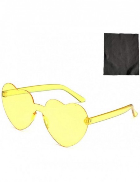 Rimless Women Heart Shaped Sunglasses Rimless Transparent Candy Color Frameless Glasses - CL1908N6RCU $7.46