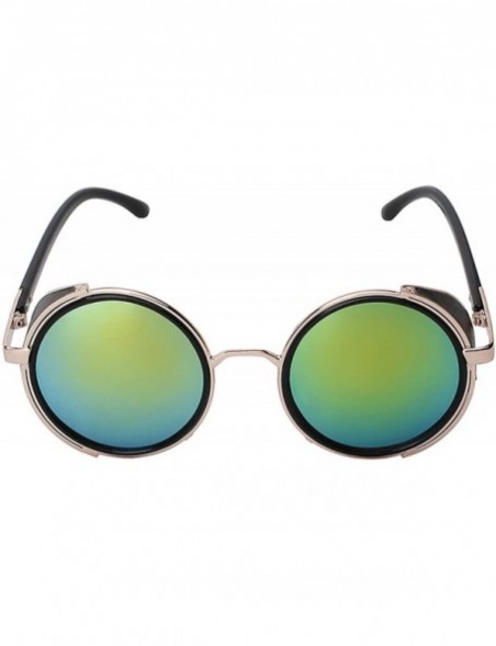 Round Steampunk Gothic - 002 Retro Vintage Hippie Colored Metal Round Circle Frame Sunglasses Colored Lens - CP184I9LYSA $12.34