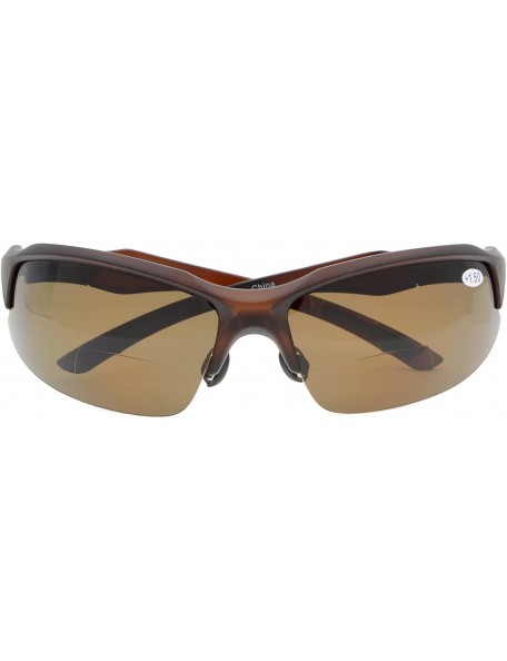 Wrap Sport Bifocal Sunglasses Half Frame Outdoor Readingglasses Men And Women - Brown - CG18C3A7T64 $8.45